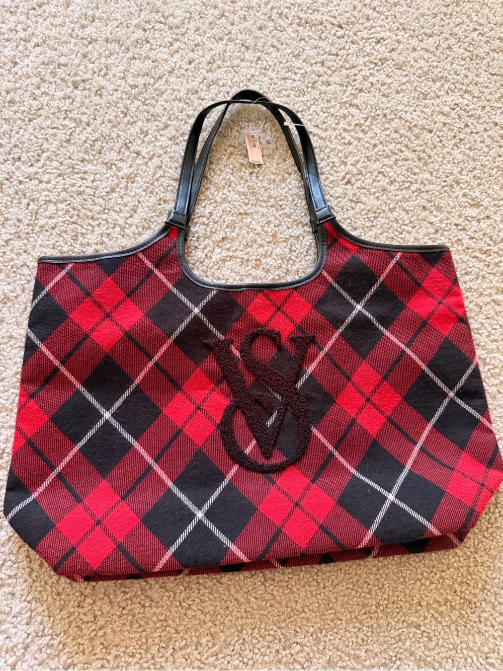 Victoria's Secret Red and Black Plaid Tote